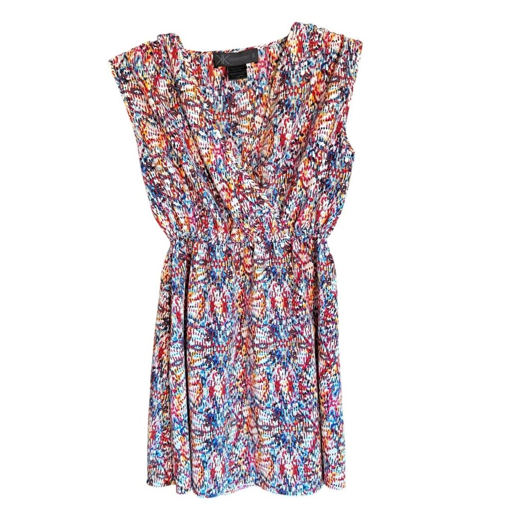 Kardashian Kollection Multicolor Abstract Elastic Waist Print Dress Size Small